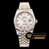 Rolex Datejust 126231 Rose-Çelik Kırık Beyaz Taşlı Kadran 904L 1:1 Clone ETA