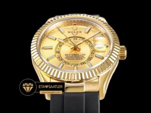 Rolex Sky-Dweller Altın Kadran 42mm 18K Altın Kasa Super Clone ETA