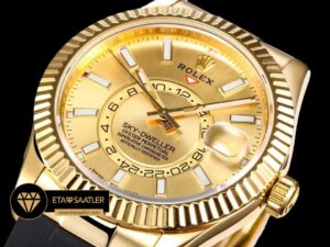 Rolex Sky-Dweller Altın Kadran 42mm 18K Altın Kasa Super Clone ETA