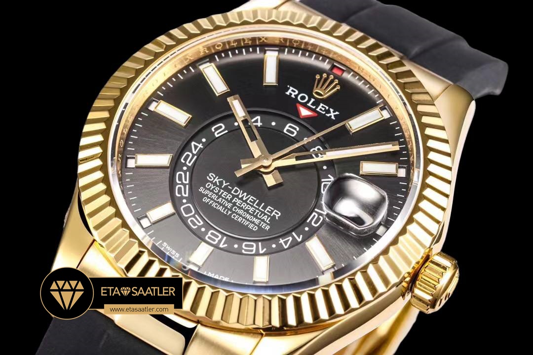 Rolex Sky-Dweller Siyah Kadran 42mm Gold Kasa Super Clone ETA