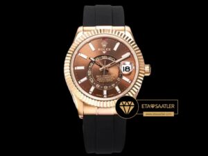 Rolex Sky-Dweller Kahve Kadran 42mm Rose Gold Kasa Super Clone ETA