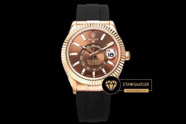 Rolex Sky-Dweller Kahve Kadran 42mm Rose Gold Kasa Super Clone ETA