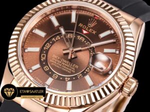 Rolex Sky-Dweller Kahve Kadran 42mm Rose Gold Kasa Super Clone ETA