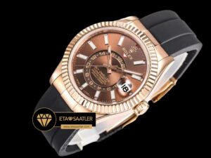 Rolex Sky-Dweller Kahve Kadran 42mm Rose Gold Kasa Super Clone ETA