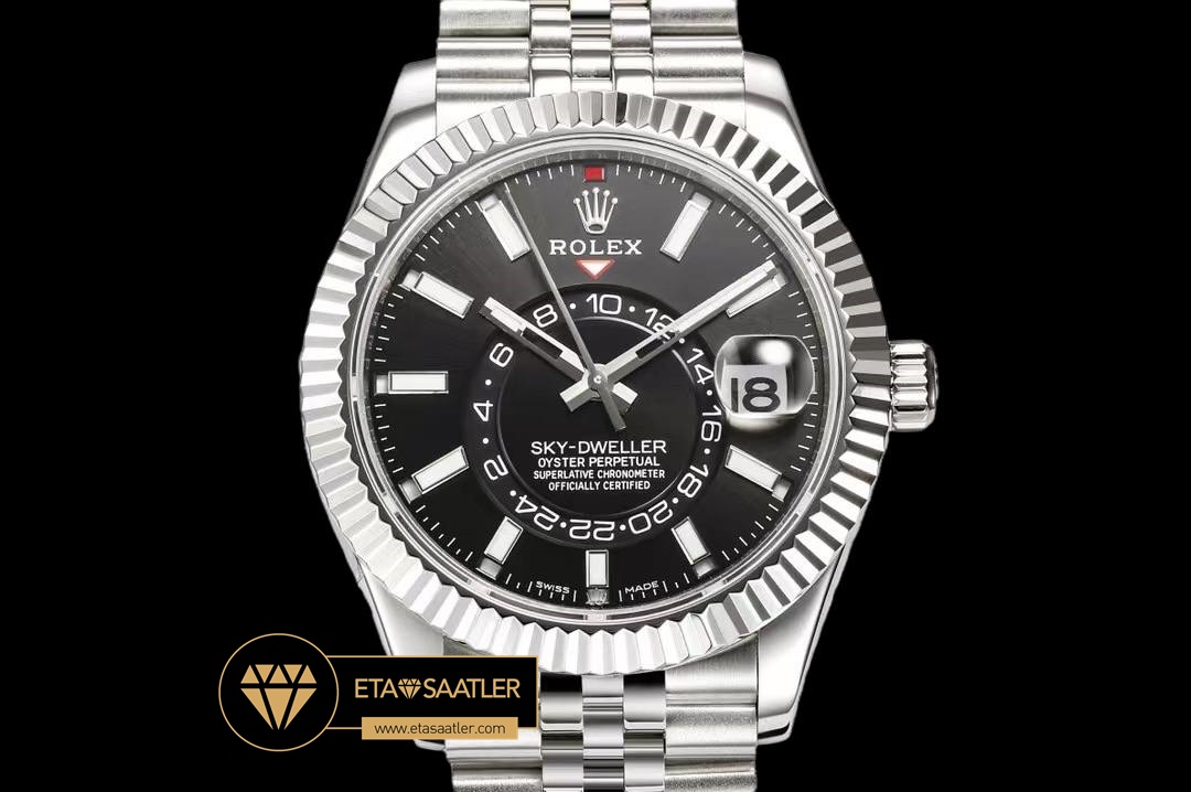 Rolex Sky-Dweller 42mm Siyah Kadran 904L Çelik Jubile Super Clone ETA