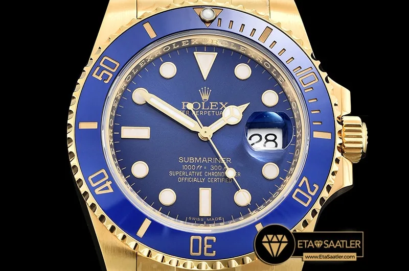 Rolex Submariner 116618LB 18K Altın Kaplama Mavi Kadran 1:1 Clone ETA
