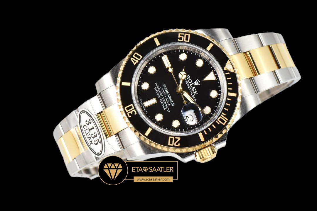 Rolex Submariner 116613LN Siyah CLEAN Factory 18K Altın 3135 Super Clone ETA