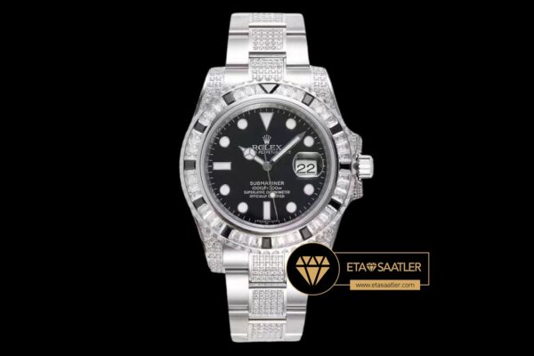 Rolex Submariner Date 116610LN 904L White Diamond Siyah Kadran Super Clone ETA