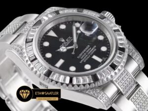 Rolex Submariner Date 116610LN 904L White Diamond Siyah Kadran Super Clone ETA