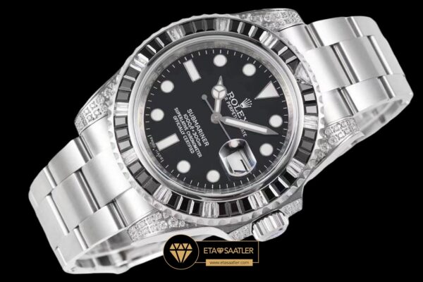 Submarinersiyah116610ln rolex submariner date 116610ln black diamond siyah kadran 904l super clone eta (2) 02