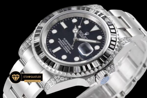 Submarinersiyah116610ln rolex submariner date 116610ln black diamond siyah kadran 904l super clone eta (3) 03