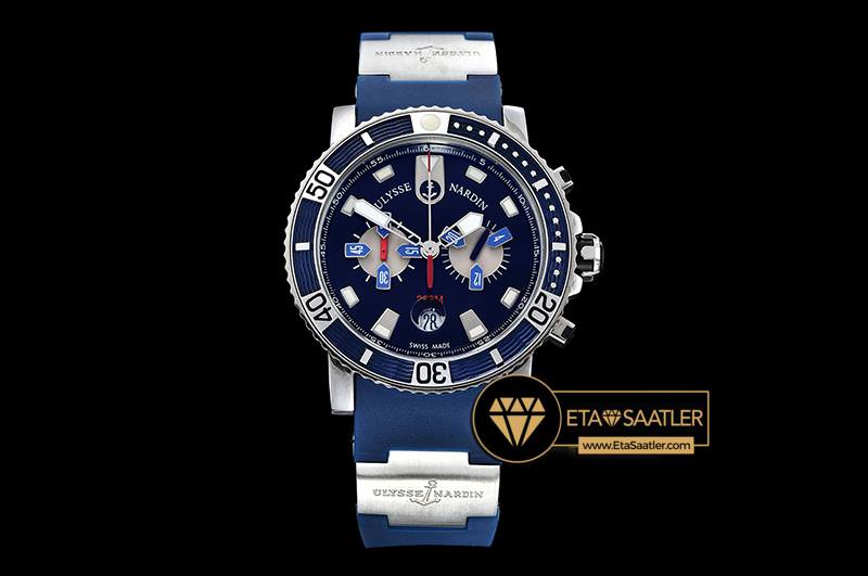 Ulysse Nardin Maxi Marine Diver Chronograph Mavi Kadran Mavi Kordon ETA