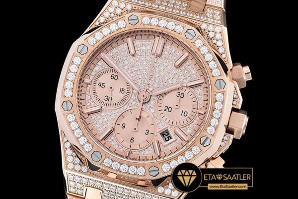 AP0385A – Royal Oak Chronograph 26322O RGRG Diams A7750 modelleri