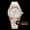 Audemars Piguet Royal Oak Fırçalı Pembe Altın Kasa Beyaz Kadran ETA