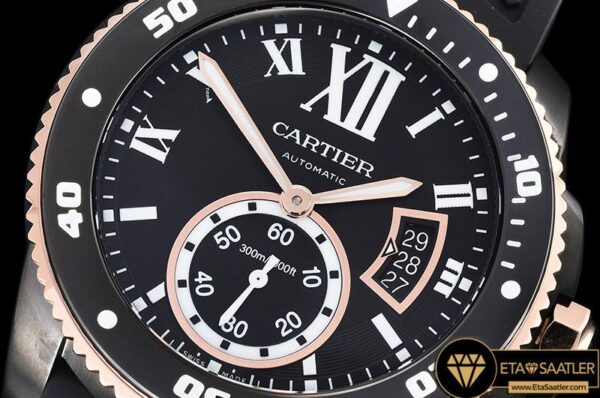 CAR0382B – Calibre de Cartier DLCRGRU Blk JJF 11 Asia 23J Mod modelleri