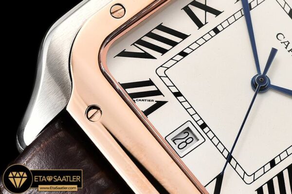 CAR0429C – Santos De Cartier 2018 Mens RGSSLE Wht Swiss Qtz modelleri