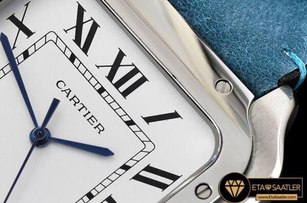 CAR0429E -Santos De Cartier 2018 Mens SSLE (Blue) Wht Swiss Qtz modelleri