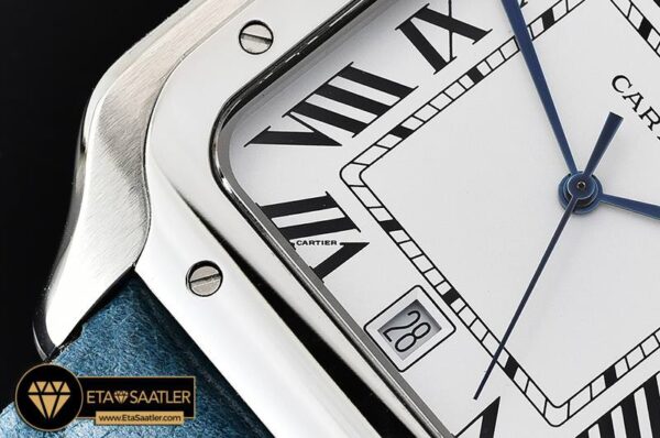 CAR0429E -Santos De Cartier 2018 Mens SSLE (Blue) Wht Swiss Qtz modelleri