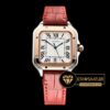 Cartier Santos De Cartier Ladies 2018 Pembe Altın Çelik Bezel Kırmızı Kordon ETA