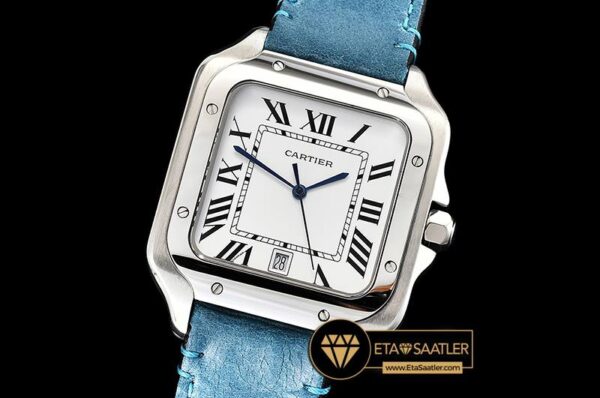 CAR0430G -Santos D Cartier 2018 Ladies SSLE (Blue)Wht Swiss Qtz modelleri