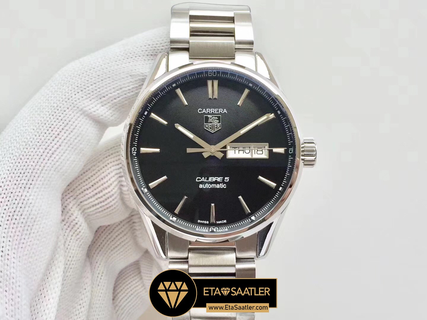 Tag Heuer Carrera Calibre 5 Automatic Siyah Kadran Beyaz Gösterge ETA