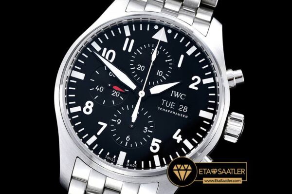 IWC0339 – IWC Pilot Chronograph Ref.3777 SSSS Black V6F A7750 modelleri
