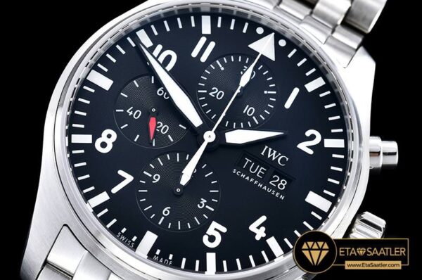 IWC0339 – IWC Pilot Chronograph Ref.3777 SSSS Black V6F A7750 modelleri
