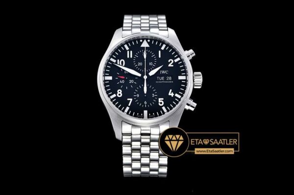 IWC0339 – IWC Pilot Chronograph Ref.3777 SSSS Black V6F A7750 modelleri