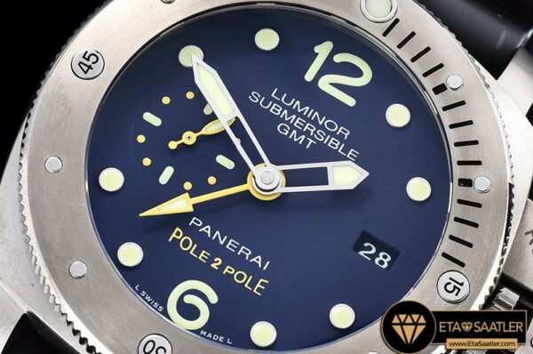 PN719SRU1 – PAM719 Submersible 1950 GMT TIRU Blue V6F P9001 Mod modelleri