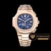 Patek Philippe Nautilus Chronograph 5980 Pembe Altın Kasa Mavi Kadran ETA