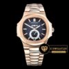 Patek Philippe Nautilus GMT MoonPhase Pembe Altın Kasa Mavi Kadran ETA