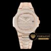 Patek Philippe Nautilus 5711 Taşlı Pembe Altın Kasa Taş İşlemeli Pembe Altın Kadran ETA