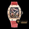 Richard Mille Tourbillon Dragon Jackie Chan RM057 Pembe Altın Bezel Kırmızı Kordon ETA